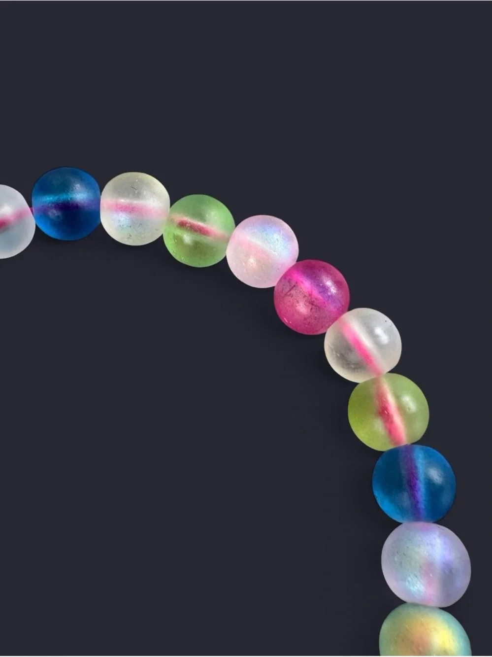 Rainbow Iridescent Glass Bead Bracelet